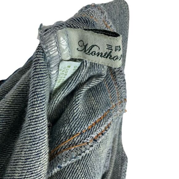 Monthorigin Womens Bib Overalls Distressed Denim dungarees Waist 43 in No Tag - Picture 14 of 14